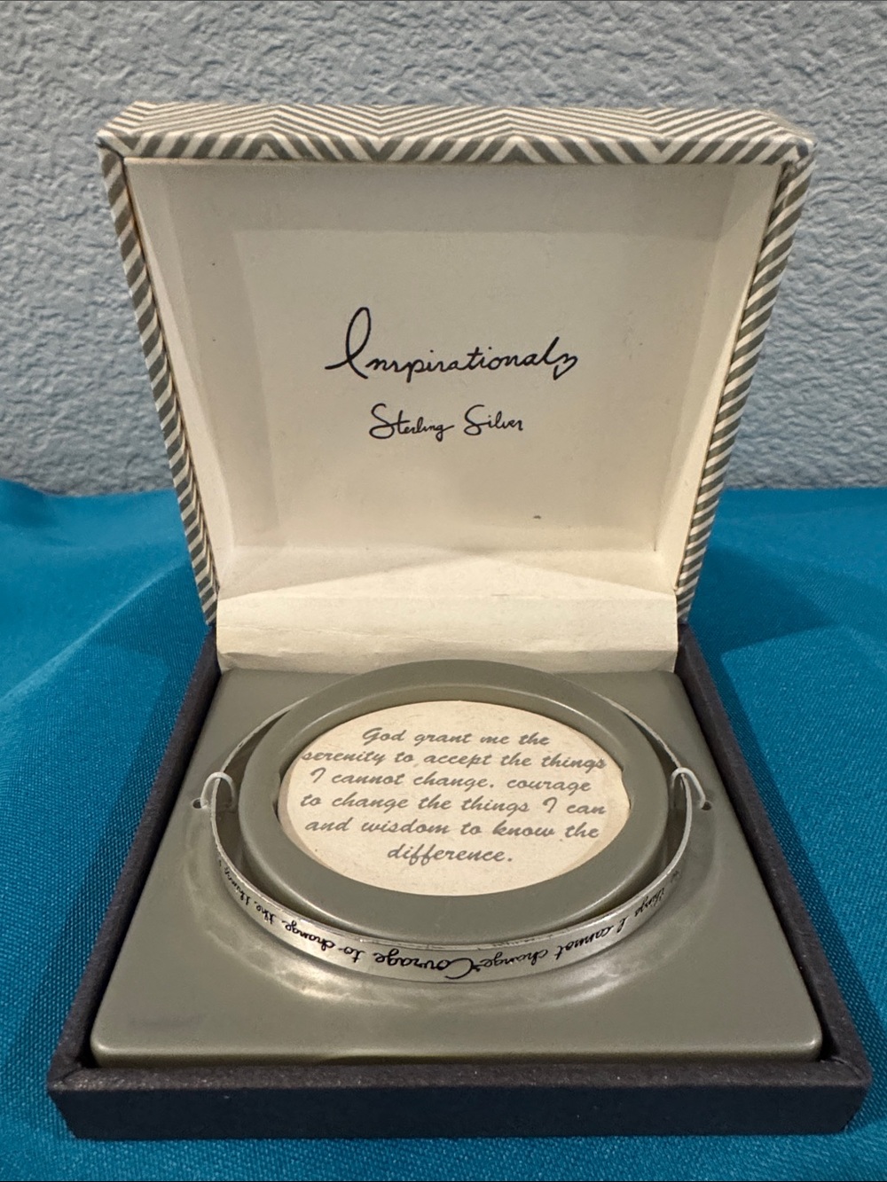 Inspirational “Serenity Prayer” Silver Cuff Adjustable Bracelet